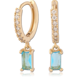 STERLING 925 SILVER GOLD PLATED 18K JEWELED HUGGIES PAIR SPECIAL NEW DESIGN