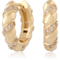 STERLING 925 SILVER GOLD PLATED 18K JEWELED HUGGIES PAIR SPECIAL NEW DESIGN