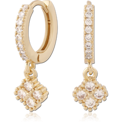 STERLING 925 SILVER GOLD PLATED 18K JEWELED HUGGIES PAIR