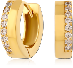 GOLD PVD COATED SURGICAL STEEL GRADE 316L JEWELED HUGGIES PAIR