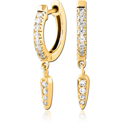 316L GOLD PVD COATED SURGICAL STEEL JEWELED HUGGIES PAIR