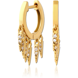 316L GOLD PVD COATED SURGICAL STEEL JEWELED HUGGIES PAIR