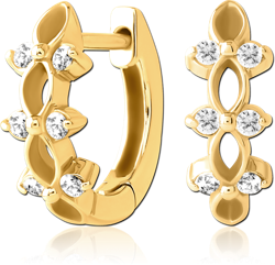 316L GOLD PVD COATED SURGICAL STEEL JEWELED HUGGIES PAIR