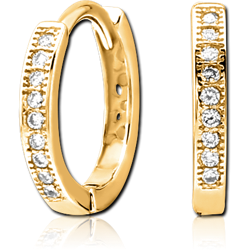 GOLD PVD COATED SURGICAL STEEL GRADE 316L JEWELED HUGGIES PAIR