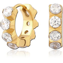 GOLD PVD COATED SURGICAL STEEL GRADE 316L JEWELED HUGGIES PAIR