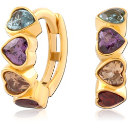 GOLD PVD COATED SURGICAL STEEL GRADE 316L JEWELED HUGGIES PAIR