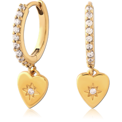 GOLD PVD COATED SURGICAL STEEL GRADE 316L JEWELED HUGGIES PAIR