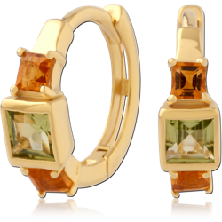 STERLING 925 SILVER GOLD PVD COATED JEWELED HUGGIES PAIR