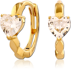 STERLING 925 SILVER GOLD PVD COATED JEWELED HUGGIES PAIR