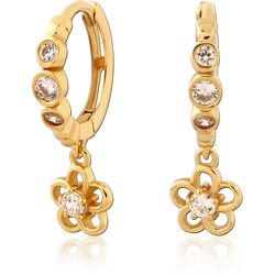 STERLING 925 SILVER GOLD PVD COATED JEWELED HUGGIES PAIR