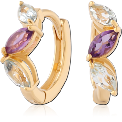 STERLING 925 SILVER GOLD PVD COATED JEWELED HUGGIES PAIR