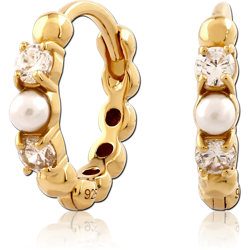 STERLING 925 SILVER GOLD PVD COATED JEWELED HUGGIES PAIR