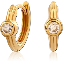 STERLING 925 SILVER GOLD PVD COATED JEWELED HUGGIES PAIR
