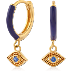 STERLING 925 SILVER GOLD PLATED JEWELED HUGGIES PAIR