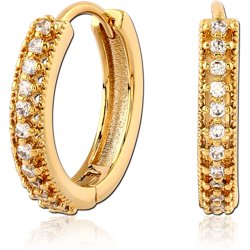 STERLING 925 SILVER GOLD PLATED JEWELED HUGGIES PAIR SPECIAL NEW DESIGN