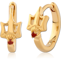 STERLING 925 SILVER GOLD PLATED JEWELED HUGGIES PAIR