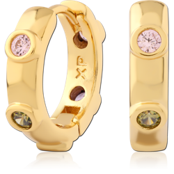 STERLING 925 SILVER GOLD PLATED JEWELED HUGGIES PAIR SPECIAL NEW DESIGN