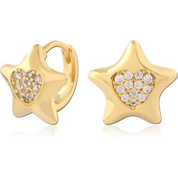 STERLING 925 SILVER GOLD PLATED JEWELED HUGGIES PAIR SPECIAL NEW DESIGN