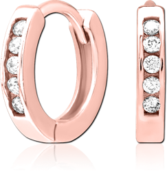 ROSE GOLD PVD COATED SURGICAL STEEL GRADE 316L JEWELED HUGGIES PAIR