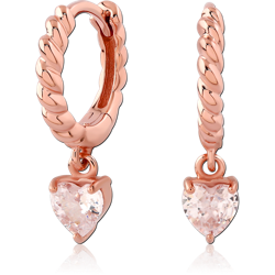 STERLING 925 SILVER ROSE GOLD PVD COATED JEWELED HUGGIES PAIR
