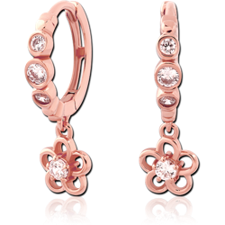 STERLING 925 SILVER ROSE GOLD PVD COATED JEWELED HUGGIES PAIR