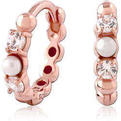 STERLING 925 SILVER ROSE GOLD PVD COATED JEWELED HUGGIES PAIR