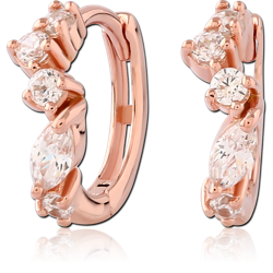 STERLING 925 SILVER ROSE GOLD PVD COATED JEWELED HUGGIES PAIR