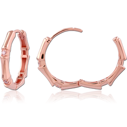 ROSE GOLD PLATED STERLING 925 SILVER HUGGIES BAMBOO SEGMENT HOOP DESIGN