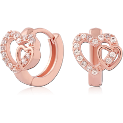 STERLING 925 SILVER ROSE GOLD PLATED JEWELED HUGGIES PAIR SPECIAL NEW DESIGN