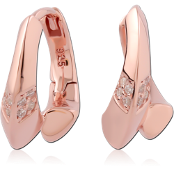 STERLING 925 SILVER ROSE GOLD PLATED JEWELED HUGGIES PAIR