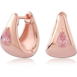STERLING 925 SILVER ROSE GOLD PLATED JEWELED HUGGIES PAIR