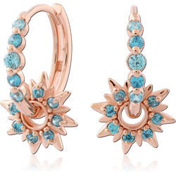 STERLING 925 SILVER ROSE GOLD PLATED JEWELED HUGGIES PAIR