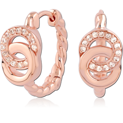 STERLING 925 SILVER ROSE GOLD PLATED JEWELED HUGGIES PAIR