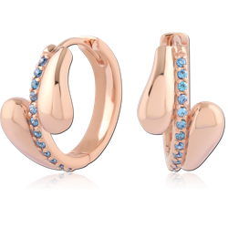 STERLING 925 SILVER ROSE GOLD PLATED JEWELED HUGGIES PAIR