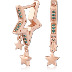 STERLING 925 SILVER ROSE GOLD PLATED JEWELED HUGGIES PAIR