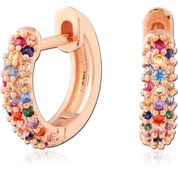 STERLING 925 SILVER ROSE GOLD JEWELED HUGGIES PAIR SPECIAL NEW DESIGN