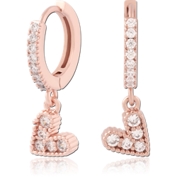 STERLING 925 SILVER ROSE GOLD PLATED JEWELED HUGGIES PAIR