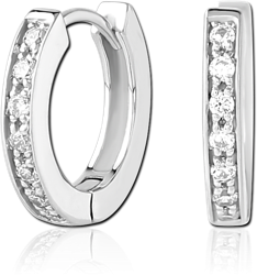 STERLING 925 SILVER RHODIUM PLATED JEWELED HUGGIES PAIR