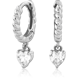 STERLING 925 SILVER RHODIUM PLATED JEWELED HUGGIES PAIR