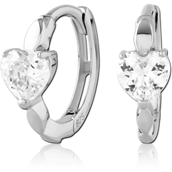 STERLING SILVER 925 RHODIUM COATED JEWELED HUGGIES PAIR