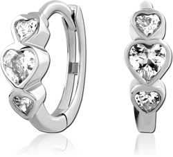 STERLING 925 SILVER RHODIUM PLATED JEWELED HUGGIES PAIR