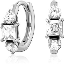 STERLING 925 SILVER RHODIUM PLATED JEWELED HUGGIES PAIR