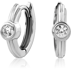 STERLING 925 SILVER RHODIUM PLATED JEWELED HUGGIES PAIR