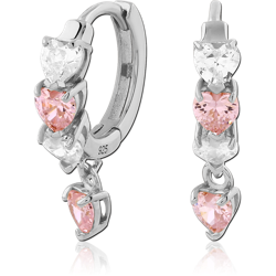 STERLING 925 SILVER RHODIUM PLATED JEWELED HUGGIES PAIR