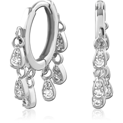 STERLING 925 SILVER RHODIUM PLATED JEWELED HUGGIES PAIR