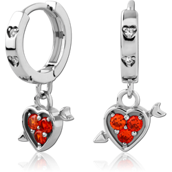 STERLING SILVER 925 RHODIUM COATED JEWELED HUGGIES PAIR