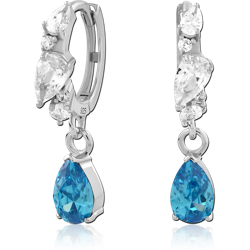 STERLING SILVER 925 RHODIUM COATED JEWELED HUGGIES PAIR