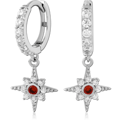 STERLING SILVER 925 RHODIUM COATED JEWELED HUGGIES PAIR