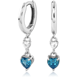 STERLING SILVER 925 RHODIUM COATED JEWELED HUGGIES PAIR