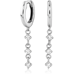 STERLING SILVER 925 RHODIUM COATED JEWELED HUGGIES PAIR